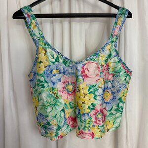 Vintage Sleep Solutions Floral Sleeveless Crop Top Medium Multicolor
